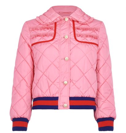 Gucci Frill Quilted Jacket, &pound;450, Clothing, Pink, Polyester (Polymer)/Viscose/Wool, Front view