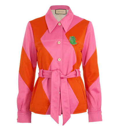 Gucci Two-Tone Embroidered Pique Jacket, &pound;380, Clothing, Orange/Pink, Cotton/Polyester (Polymer), Front view