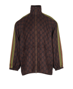 Gucci GG Supreme Print Zip Up Jacket, Silk, Sz S, 3*