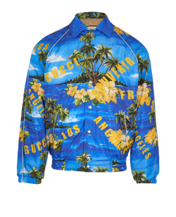 Gucci Souvenir Bomber Jacket, Mens, Polyester, Blue, Sz XS, 3*