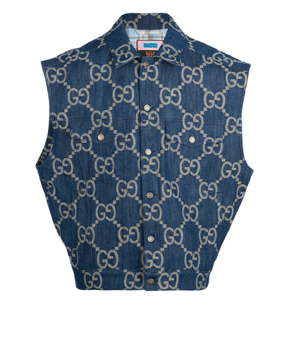 Gucci GG Denim Waistcoat, &pound;650, Clothing, Beige/Blue, Cotton, Front view