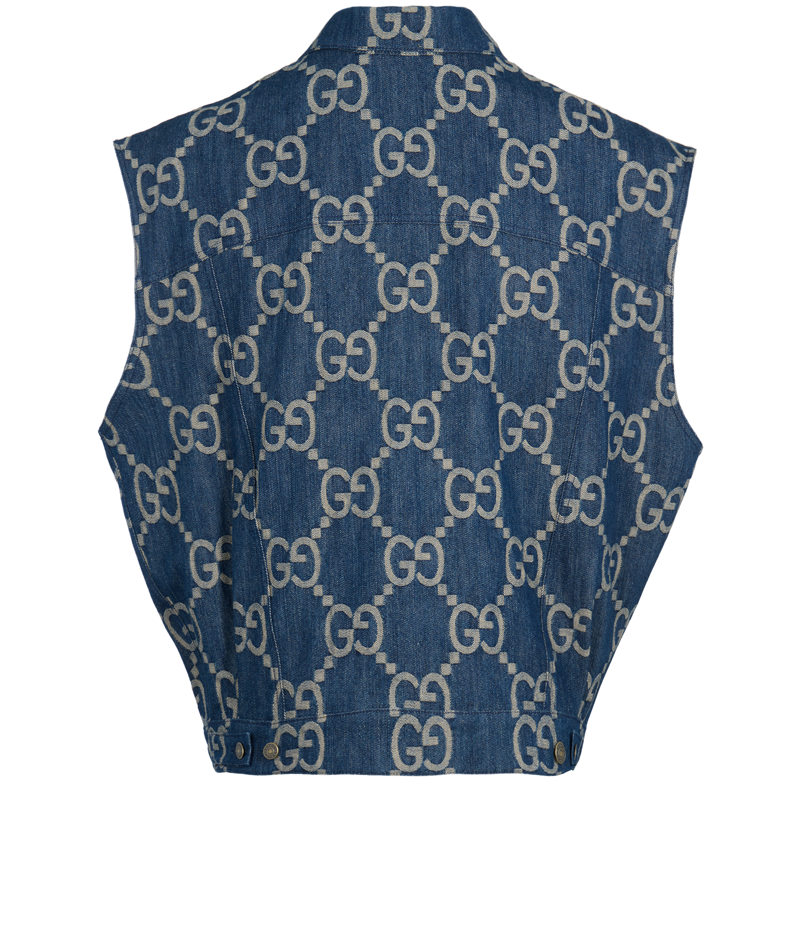 Gucci GG Denim Waistcoat, &pound;650, Clothing, Beige/Blue, Cotton, Back view