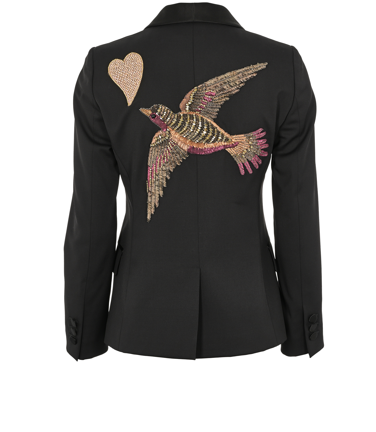 Gucci Bird Embroidered Blazer Jacket, &pound;220, Clothing, Black, Wool, Back view