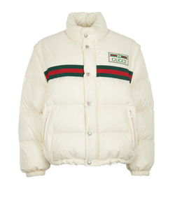 Gucci Web Two Ways Puffer Jacket - UK6, Nylon/Down, Cream, 3*