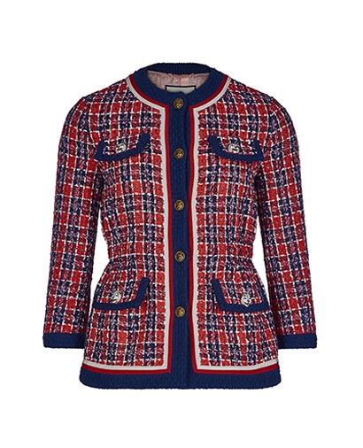 Gucci 2018 Tweed Jacket, &pound;850, Clothing, Blue/Red, Viscose, Front view