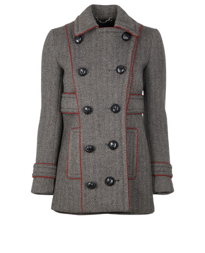 Gucci Herringbone Double Breasted Jacket, &pound;450, Clothing, Grey, Wool, Front view