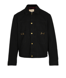 Gucci Horsebit Denim Jacket, Mens, Cotton, Black, Sz XL, 3*