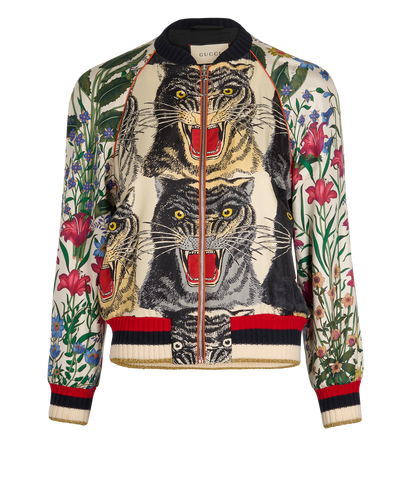 Gucci 2017 Animal & Floral Print Bomber Jacket, front view