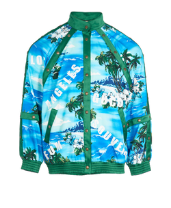 Gucci Los Angeles Souvenir Jacket, Mens, Cotton, Blue/Green, Sz M, 3*