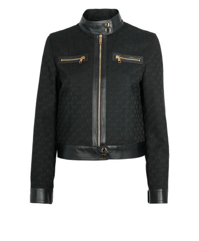 Gucci GG Denim Jacket, £995, Clothing, Black, Cotton/Leather, Front view