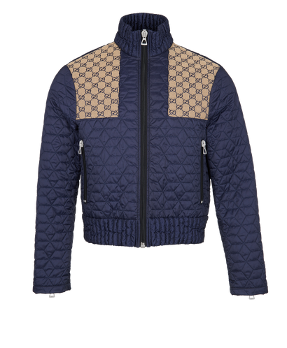 Gucci GG Supreme Lightweight Jacket, &pound;850, Clothing, Beige/Blue, Coated Canvas/Polyester Mix, Front view