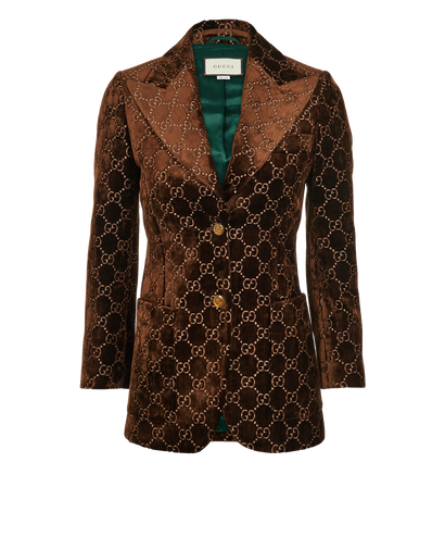 Gucci GG Blazer, &pound;850, Clothing, Brown, Viscose, Front view