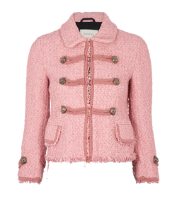 Gucci Tweed Double Breasted Jacket, Polyamide, Pink, UK6, 3*