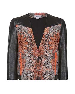 Helmut Lang Printed Jacket, Lambskin/Polyester, Orange/Black, UK 10