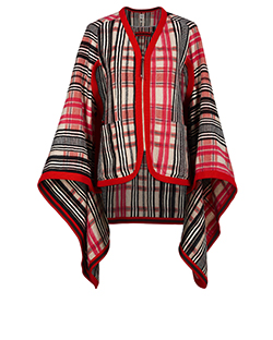 Hermes Plaid Poncho, Wool, Red/Black, UK 6