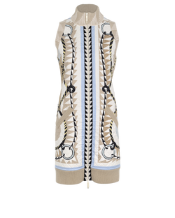 Hermes Printed Long Gilet, Wool, Beige/White, UK 10, 3*