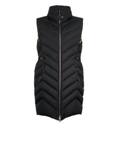 Hermes Long Puffer Gilet, &pound;1,600, Clothing, Black, Down Feathers/Polyester Mix, Front view