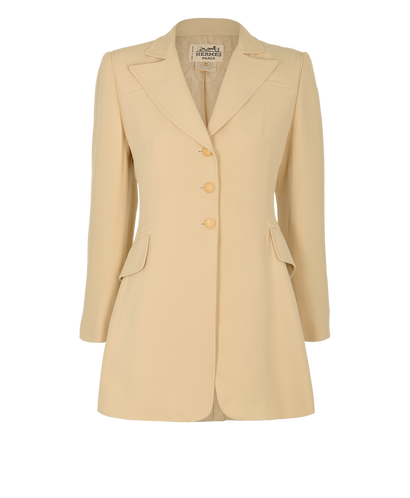 Hermes Single-Vent Blazer, &pound;450, Clothing, Beige, Silk, Front view