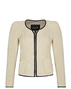 Isabel Marant Chevron Tweed Jacket, Linen, Cream, UK 10