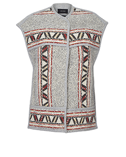 Isabel Marant Jacquard Diva Vest, Wool, Grey/Multi, UK 6