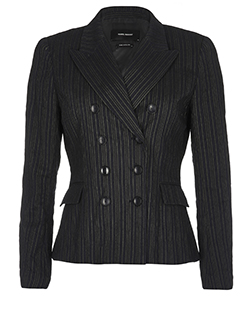 Isabel Marant Pinstripe Double Breasted Jacket, Wool/Viscose, Charcoal, 12