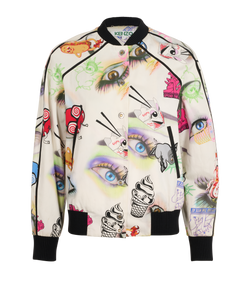 Kenzo Visage Printed Bomber Jacket, Cotton, Multi, Sz S, 2*