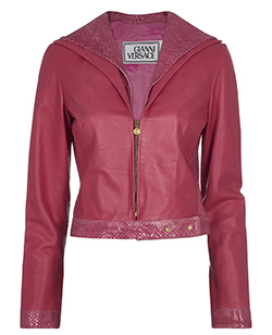 Gianni Versace Vintage Biker Jacket, Leather/Snakeskin, Pink,8,3