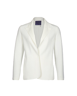 Lanvin Single Button Blazer, Polyester/Elastane, Off-white, UK 10