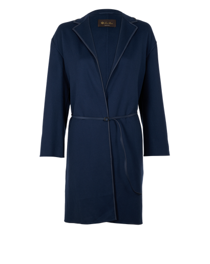 Loro Piana Long Belted Jacket, &pound;550, Clothing, Navy, Cashmere, Front view