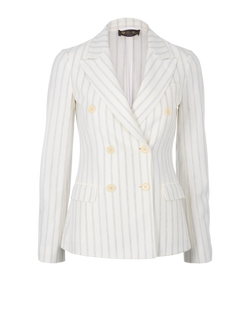 Loro Piana Double Breasted Blazer, Cotton/Linen, Cream/Grey, UK6, 3*