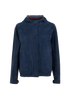 Loro Piana Hooded Zip-Up Jacket, &pound;1,200, Clothing, Navy, Goatskin/Suede, Front view