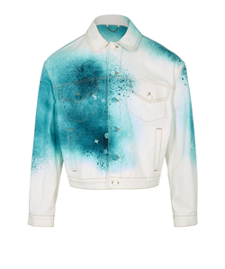 Louis Vuitton Spray Denim Jacket, Mens, Cotton, White/Blue, Sz S, 3*