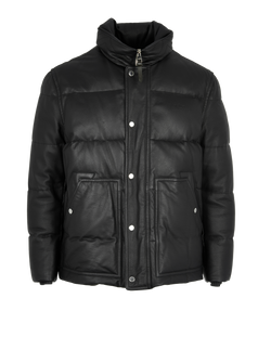 Louis Vuitton Puffer Jacket, Mens, Leather/Cotton, Black, Sz XL, 2*