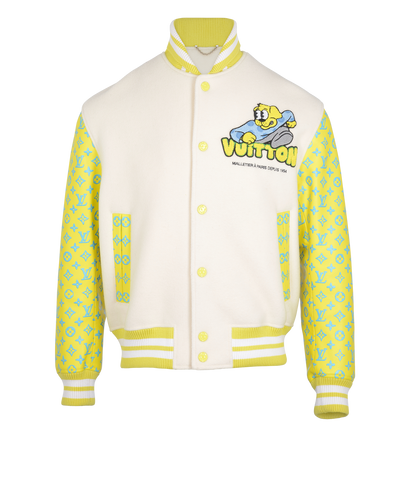 Louis Vuitton Playground Varsity Jacket, &pound;2,200, Clothing, Cream/Yellow, Leather/Wool, Front view