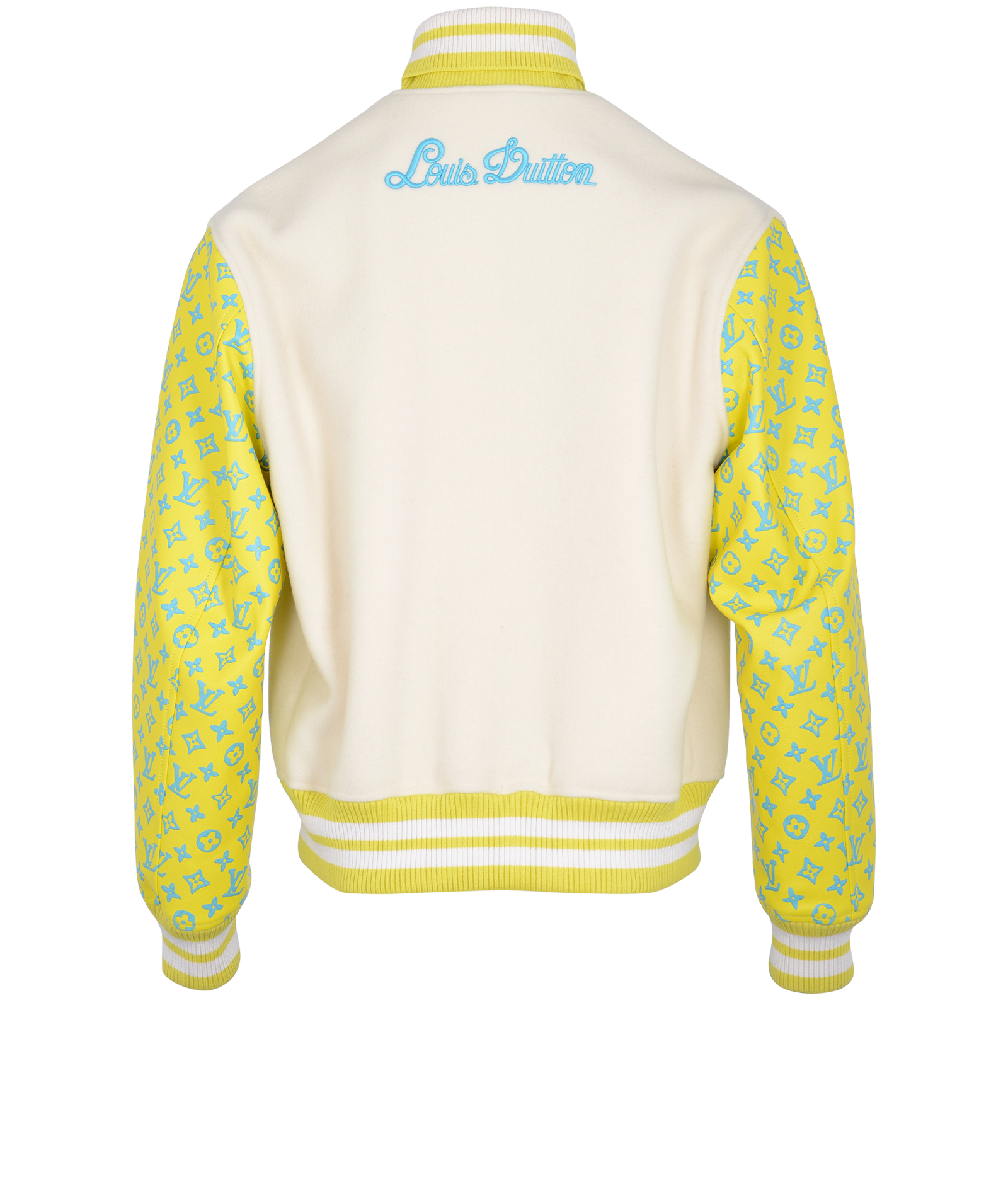 Louis Vuitton Playground Varsity Jacket, &pound;2,200, Clothing, Cream/Yellow, Leather/Wool, Back view