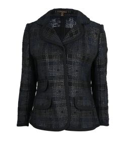 Louis Vuitton Textured Grid Tweed Jacket, Cotton, Black/Blue, UK16, 1*