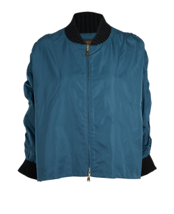 Louis Vuitton Ruched Sleeves Bomber Jacket, Poly/Silk, Green, UK14, 2*