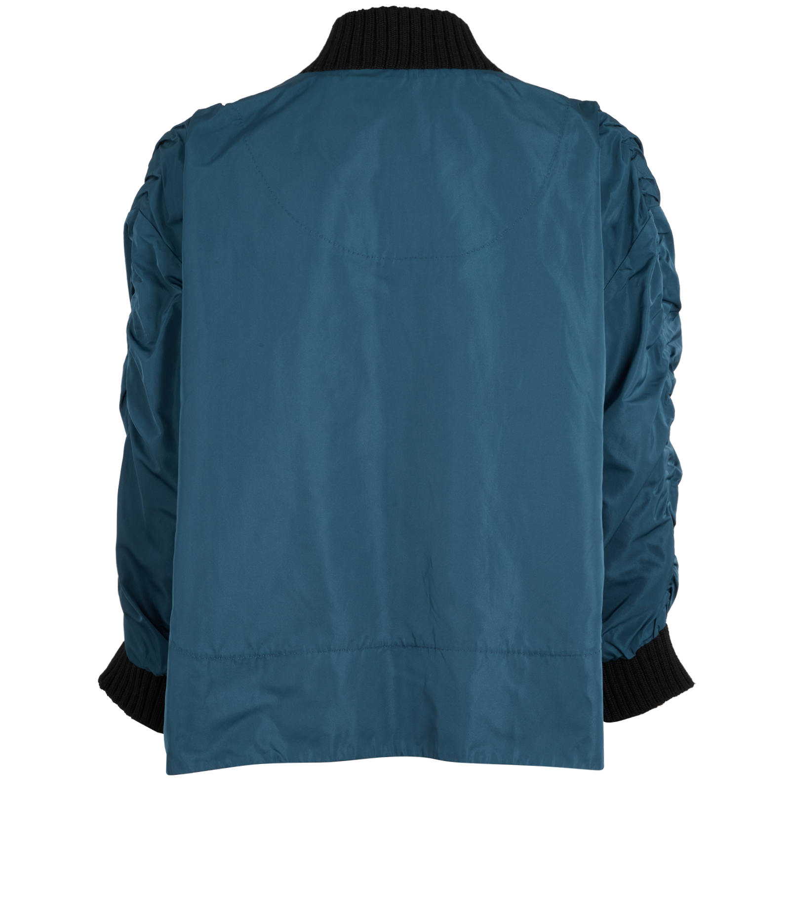 Louis Vuitton Ruched Sleeves Bomber Jacket, &pound;550, Clothing, Green, Polyester (Polymer)/Silk, Back view