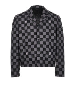 Louis Vuitton Marque Damier Jacket, Mens, Cotton, Grey, Sz M, 3*