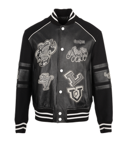 Louis Vuitton Varsity Jacket, Mens, Leather/Wool, Black, Sz M, 2*