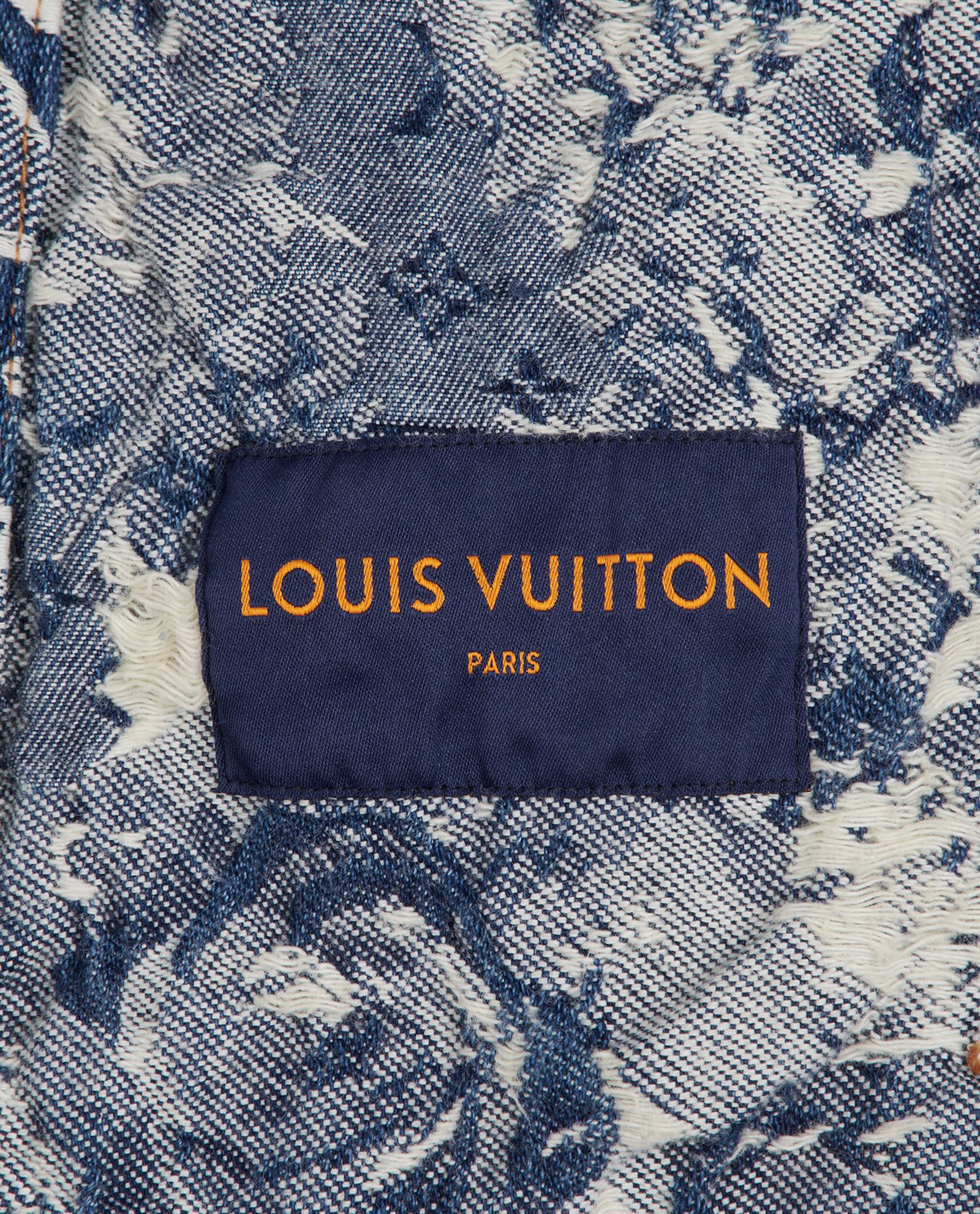 Louis Vuitton Blue Floral Distressed Denim Jacket