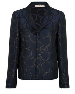 Marni Flowr Jacket, Cotton, Blue/Black, UK8.