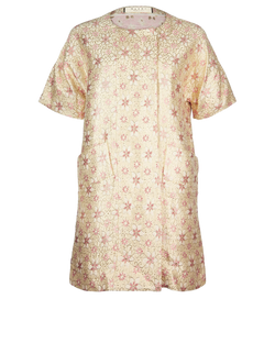 Marni Brocage Short Sleeve Long Jacket, Viscose, Pink/Cream, UK 14 2*