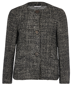 MaxMara Asymmetric Houndstooth Jacket, wool, cream/black, 14, 2*