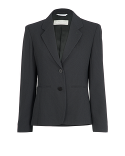 Max Mara Striped Blazer, Viscose/Virgin Wool, Black, UK 10, 2*