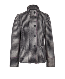 Weekend Max Mara Houndstooth Jacket, Wool, Grey/White, UK14, 3*