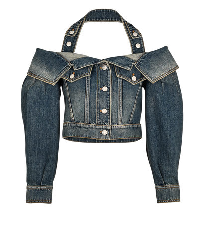 Alexander McQueen Halter-Neck Cropped Jacket, £250, Clothing, Blue, Cotton, Front view