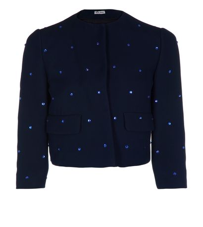 Miu Miu Crystal Embellished Cropped Jacket, front view