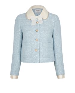 Miu Miu Straight Tweed Jacket, Wool, Blue, Uk6, 4*