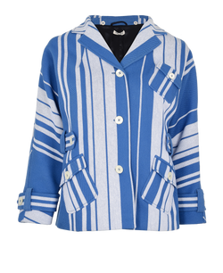 Miu Miu Striped Belted Jacket, Cotton, Blue, UK6, 3*